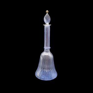 Egyptian Hand Blown Glass Perfume Bottle Blue W/Gold Trim 6.5" READ